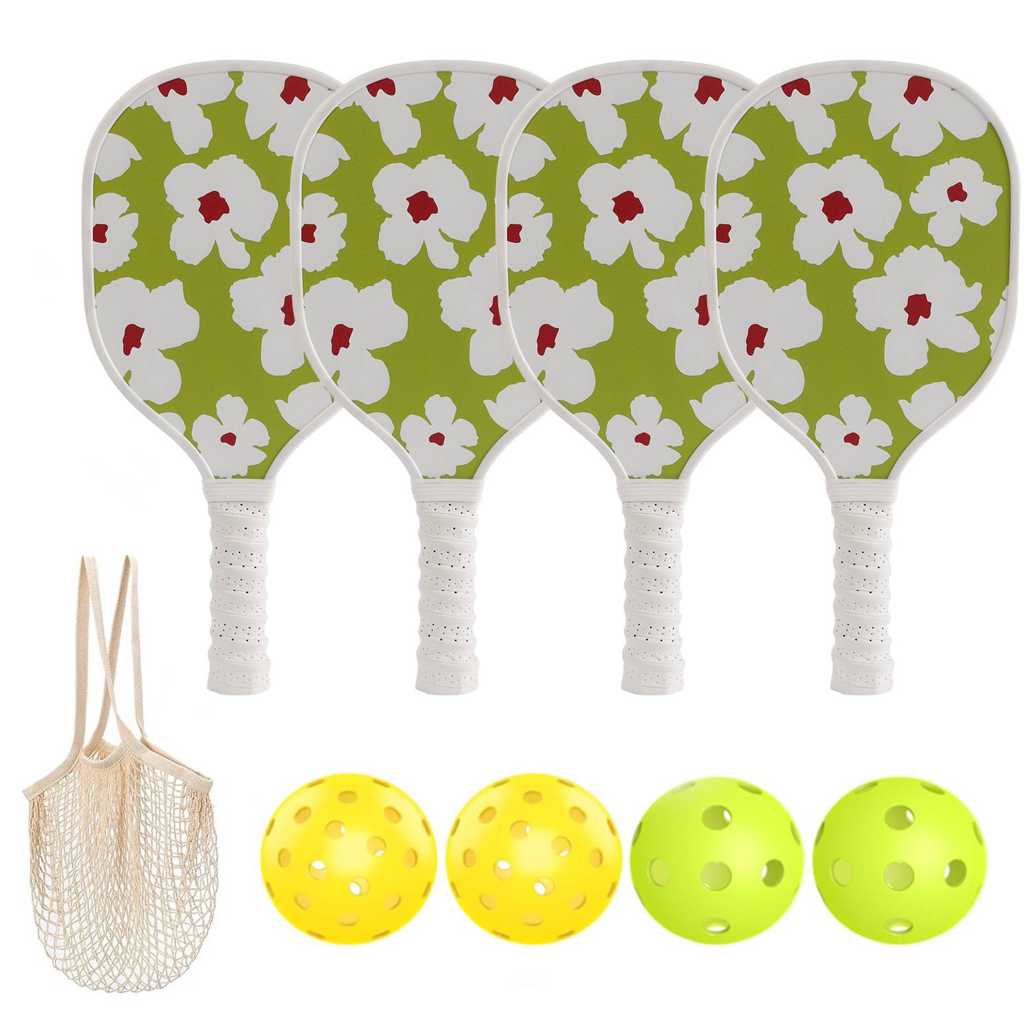 [Nine -layer poplars of poplar worm racket] 4 rackets (border)+4 ball+1 net pocket [Model 7002]